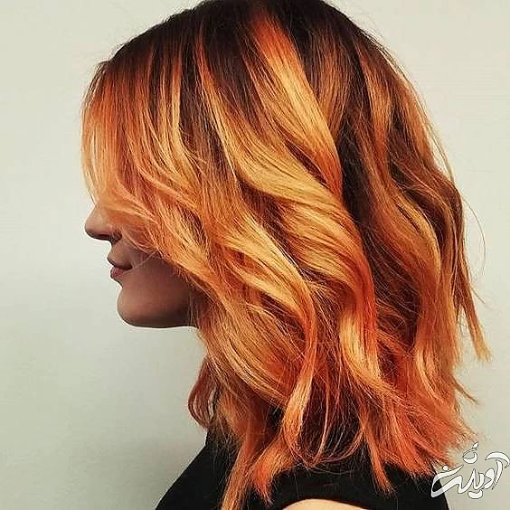 رنگ مو هایلایت نارنجی